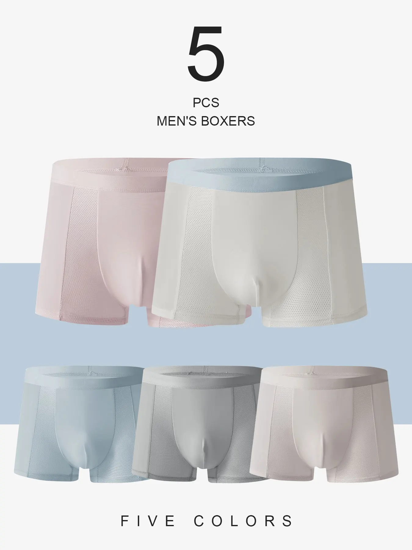 

5 шт. новое дышащее и удобное повседневное мужское нижнее белье, эластичные спортивные, индивидуальные и модные мужские трусы