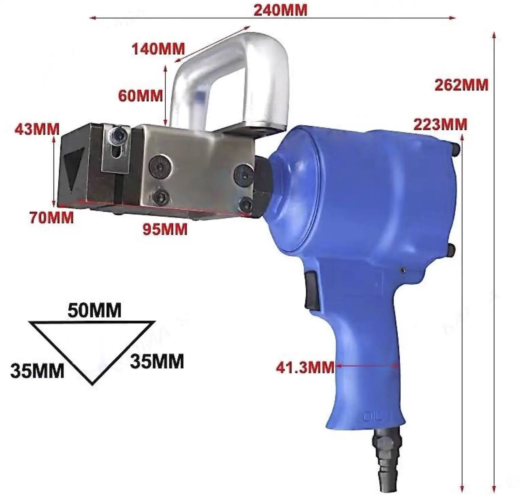 

Пневматический треугольный вырубной пресс TY17N35 (35x35x50 мм) для вырезания прямоугольных углов с дополнительным зажимом для алюминиевых листов толщиной 3 мм