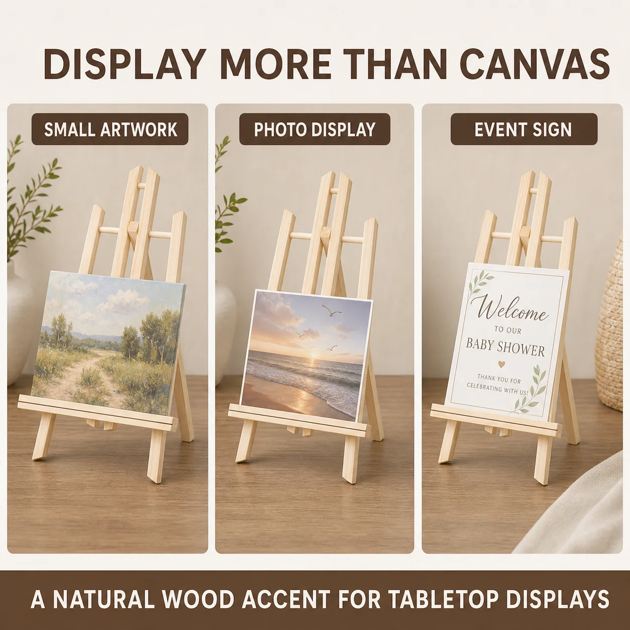 Wooden Trapezoidal Easel, Portable Foldable Display Bracket On The Desktop, Painting Party Easel, Used For Painting Art Display