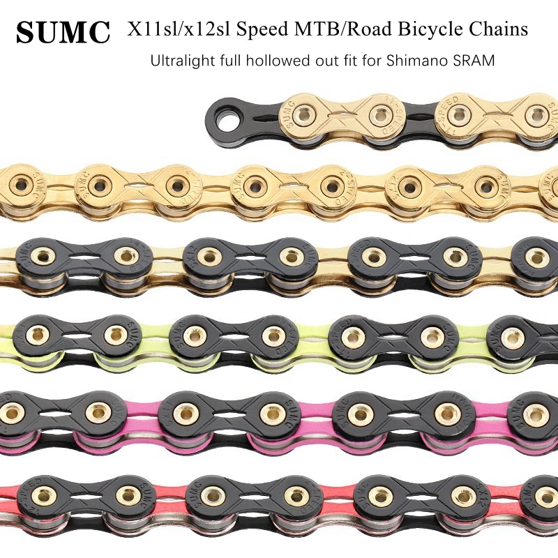 SUMC Bicycle Chain X11SL X12SL Speed MTB Road Bike Diamond Chains Ultralight Mountain Bicycle 11 12S Chains fit for Shimano Sram