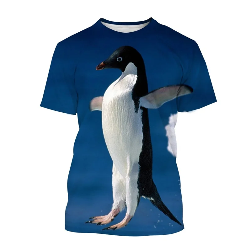 2023 Summer T-shirt Men Cute Penguin 3d Print Fashion Short Sleeve Tops Trend Personality Children T Shirt For Men Clothing