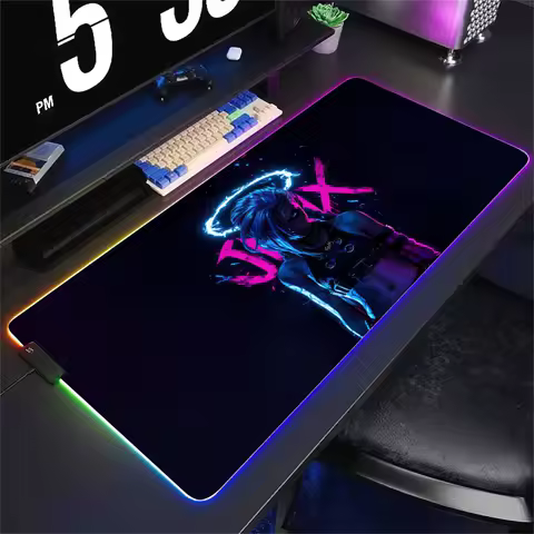 LeagueS of Legends Jinx Mouse Pad XXL Laptop Mat Gaming RGB Anime Arcane Mousepad Backlit Gamer Girls Cartoon Table Pads Deskpad