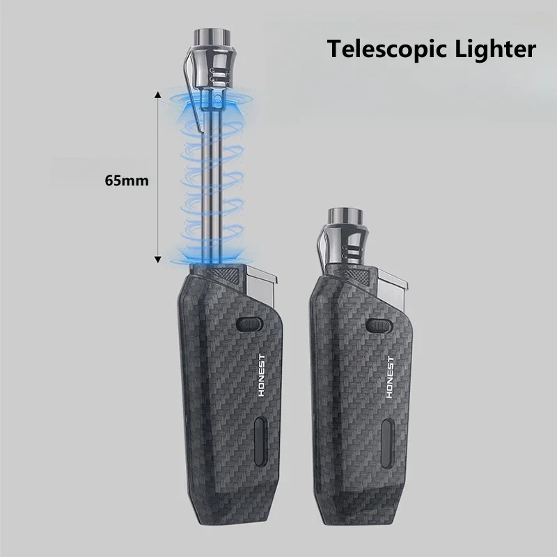 HONEST Telescopic Fire Gun Outdoor Windproof Butane Gas Lighter Blue Flame Turbo Jet Torch Cigar BBQ Kitchen Lighter