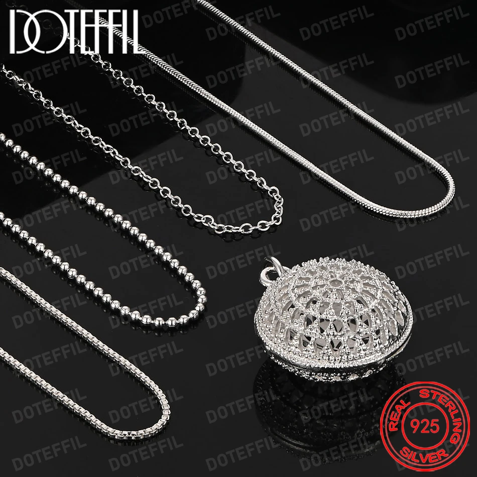 925 Sterling Silver Delicate Round Pendant Necklace for Women, Fashionable Wedding Gift Accessory