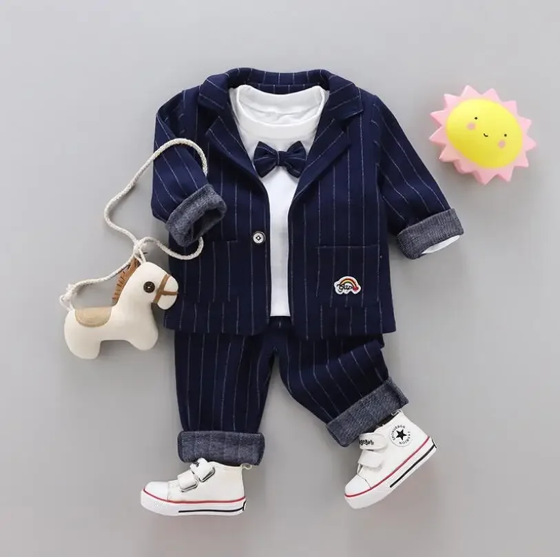 

Spring Children Clothes Set Kids Boys Clothing 3Pcs SUITS+T-shirt+pants Set Kids Gentleman Clothes Suit 1 2 3 4 5 YEARS