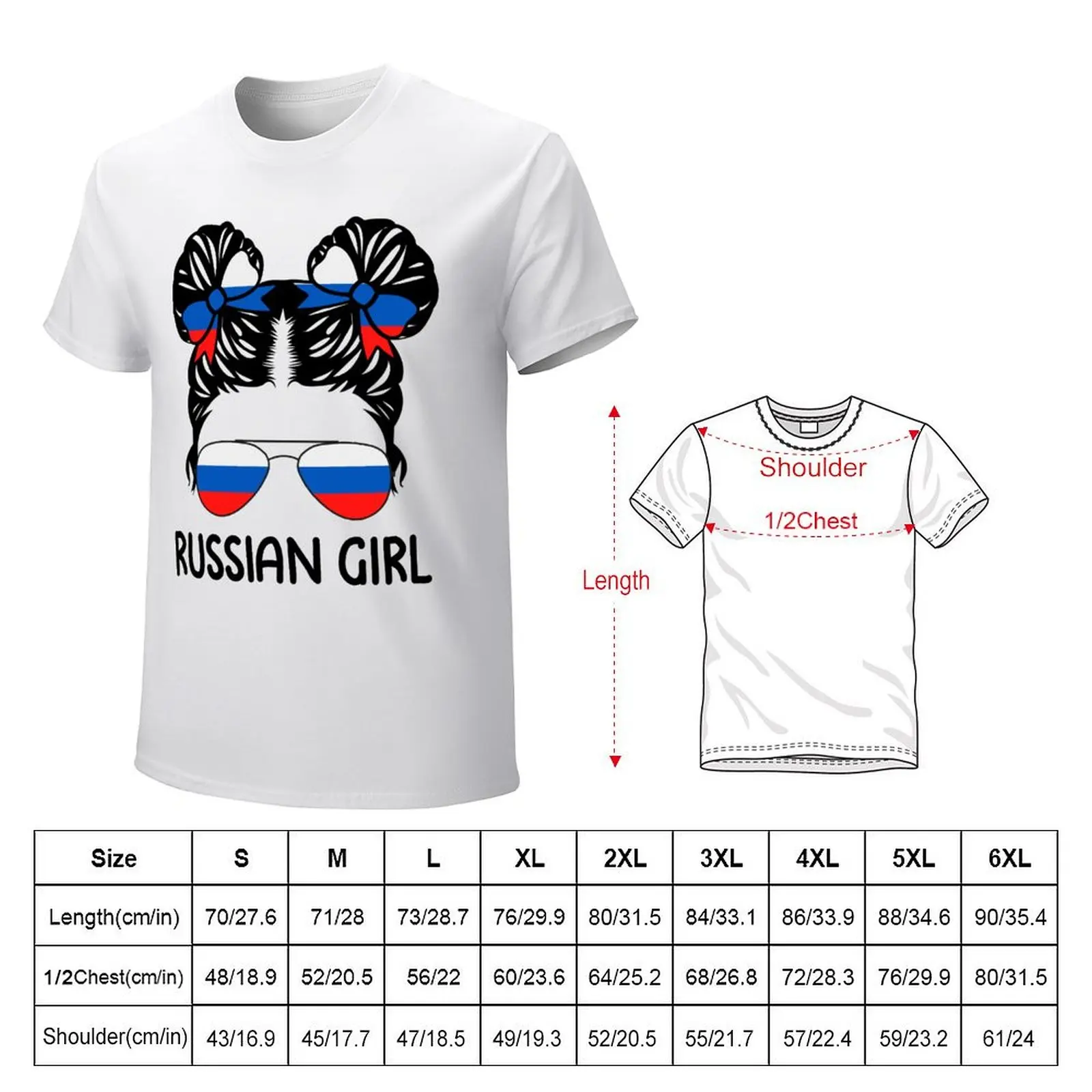 Russian Girl Messy Hair Sunglasses Russia Pride T-Shirt hippie clothes aesthetic clothes customizeds mens clothes