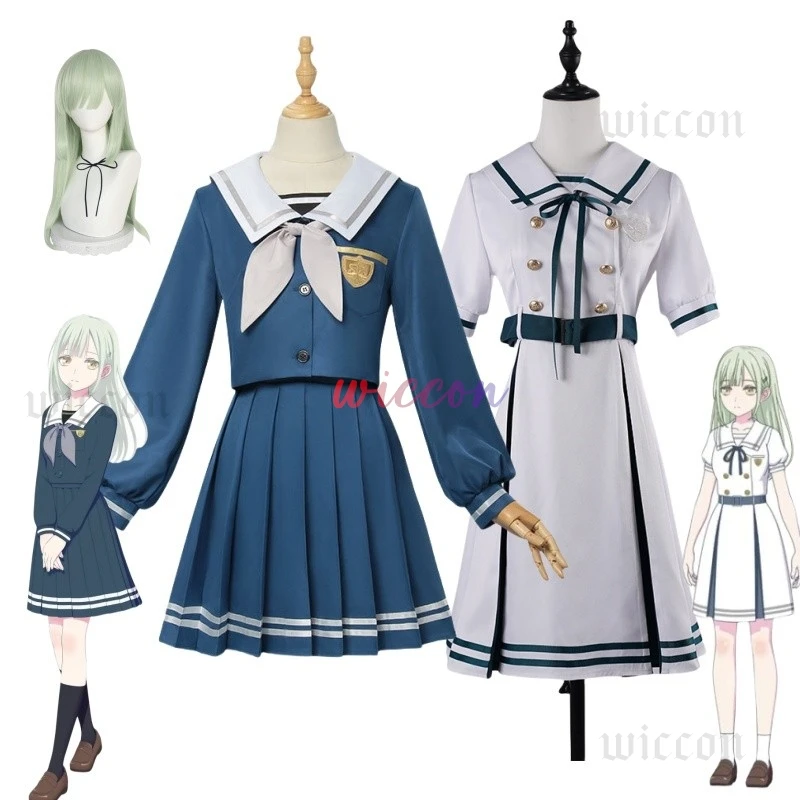 Anime BanG Dream Mutsumi Wakaba Cosplay Costume Mortis Cosplay Costume Wig White Dress Uniform Women Party Suit Halloween