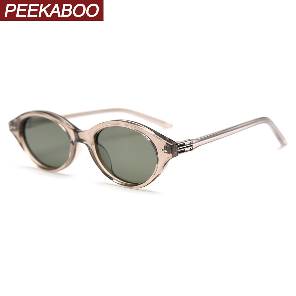 

Солнцезащитные очки Peekaboo, маленькие овальные, поляризованные, мужские, TR90, унисекс, ретро, для женщин, аксессуары для путешествий, UV400, зеленые, коричневые