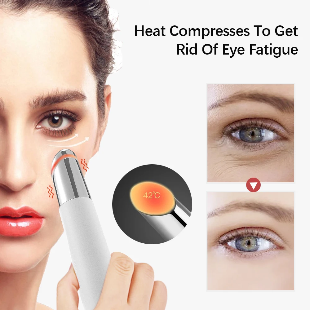 Electric Eye Massager Vibration Heated Beauty Massage Device For Dark Circles Puffiness Eye Fatigue Removal Wrinkle Eye Care Pen - Image 6