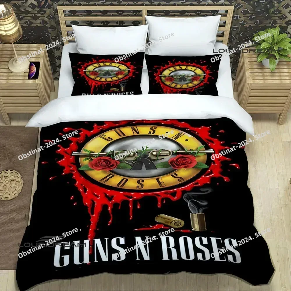

Guns n'roses band retro Bedding Set Printed With Pillowcase Bed Duvet Cover Soft Single Double Queen Super King Size luxury gift