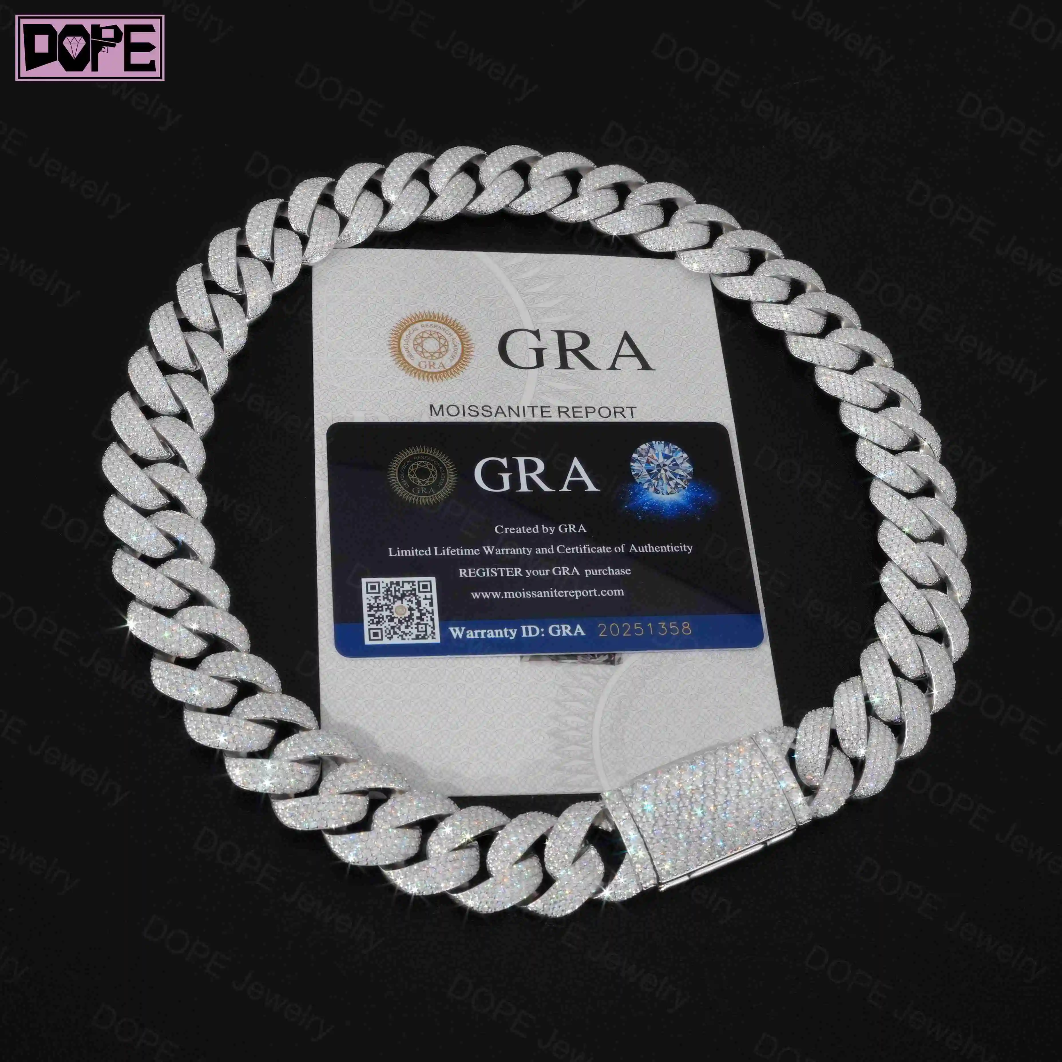 Link Cuban Chain Ready to Ship 18mm 20mm 22mm Moissanite Chain Miami Hip Hop Necklace 925 Silver VVS Moissanite.