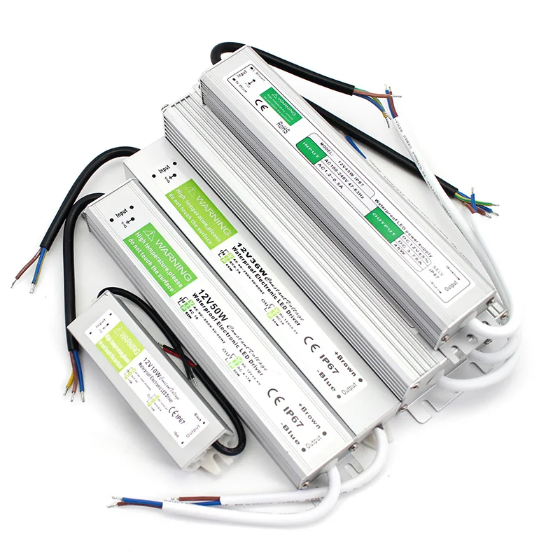 Rainproof LED Driver IP67 12V 24V SMPS Switching Power Supply Source 12V 24V LED Lighting Transformer 20W 25W 30W 36W 45W 50W