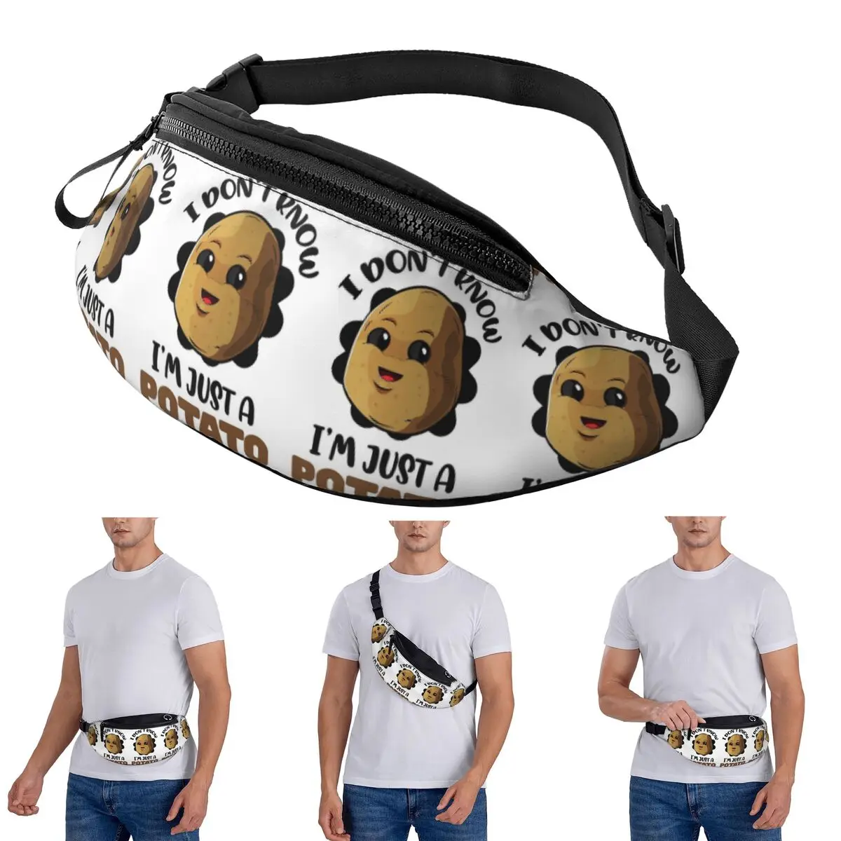 Riñonera cruzada I Don't Know I'm Just A Potato - Regalo para amantes de las patatas Hombres Mujeres Fanny Pack Viaje Correr dinero Bolsa para teléfono