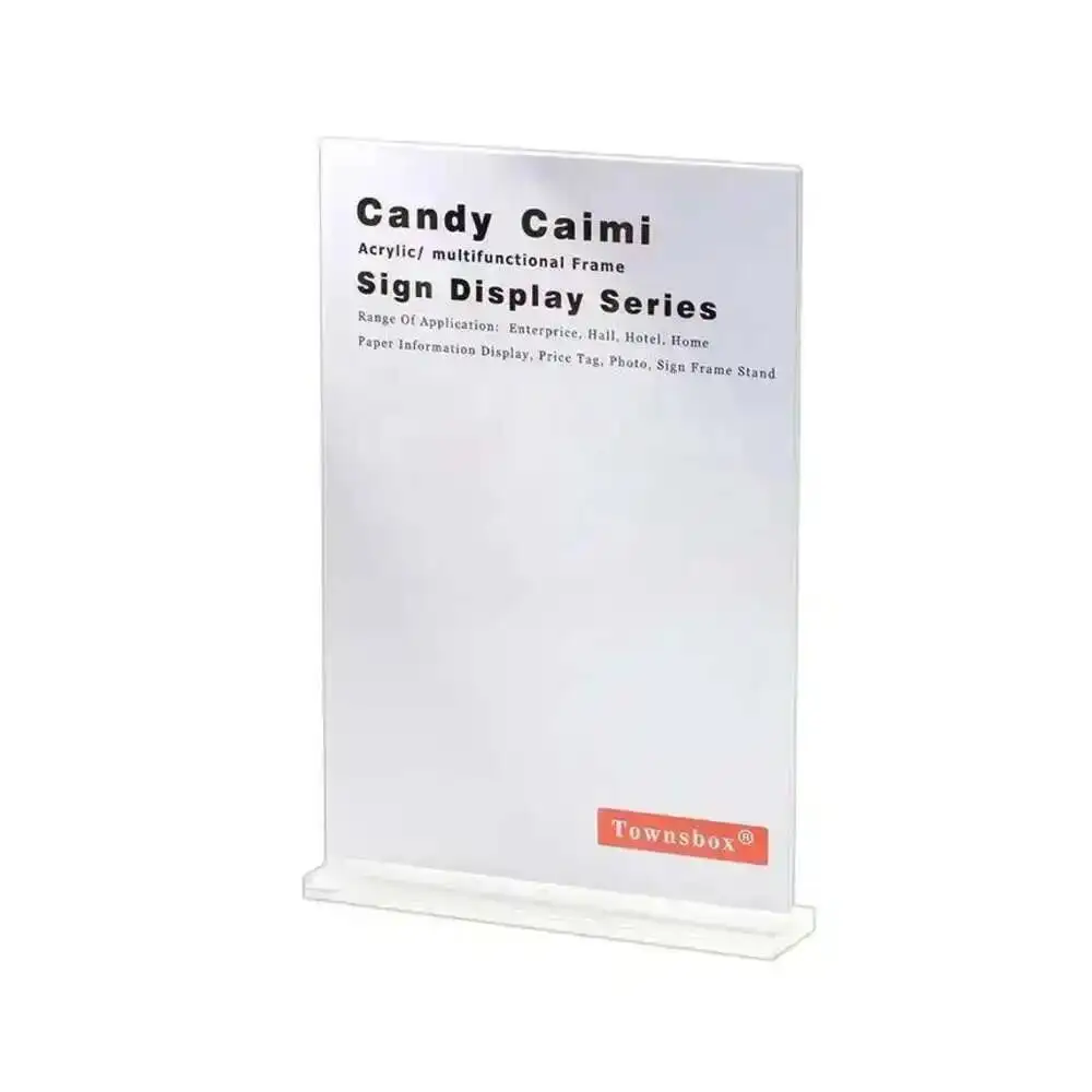 2Pcs A4（297*210mm）Acrylic Advertising Poster Picture Sign Holder T Shape Table Menu Price Display Frame For Restaurants