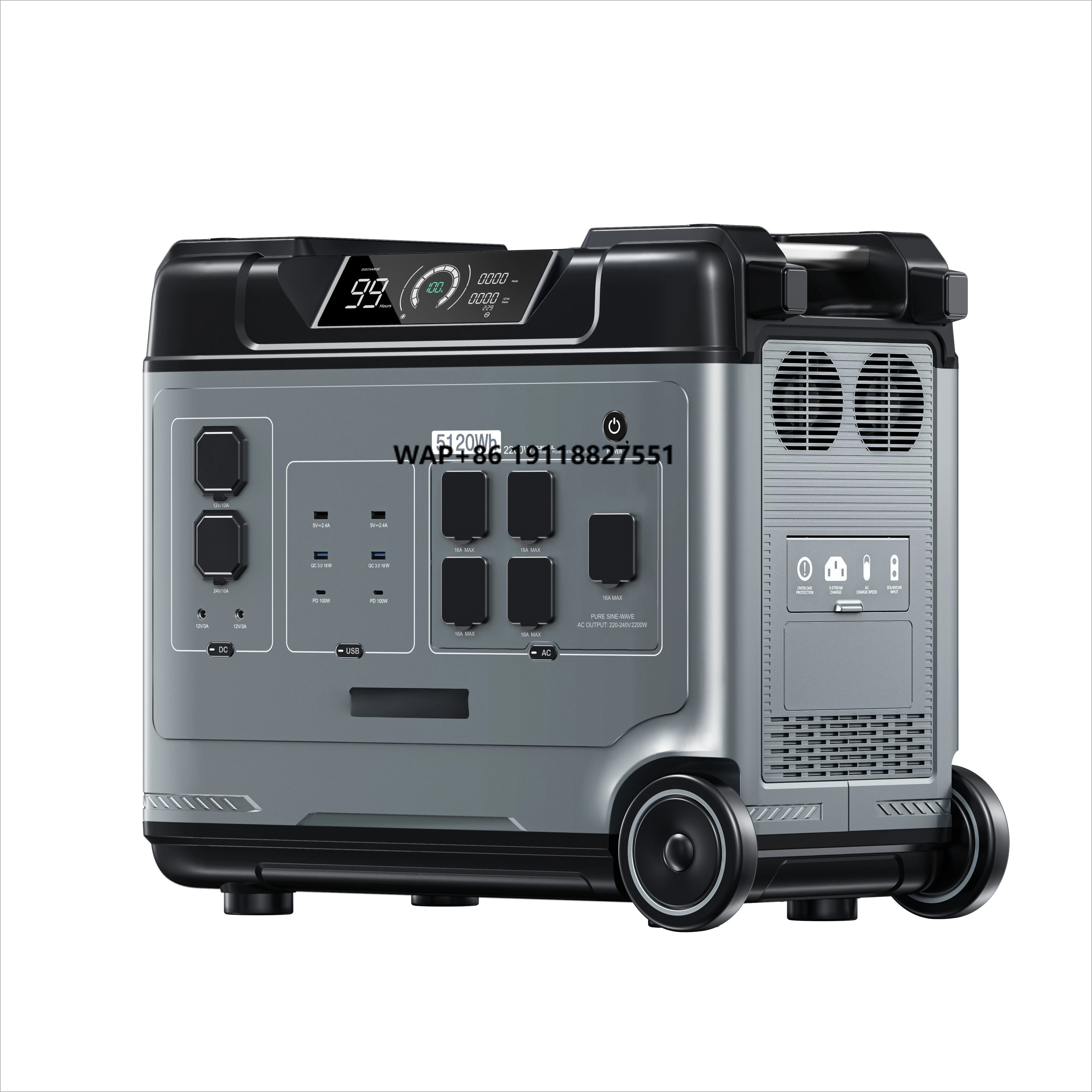 

Portable 4000 watt station 5120Wh UPS backup battery 1000 watt car solar MPPT controller pure sine wave