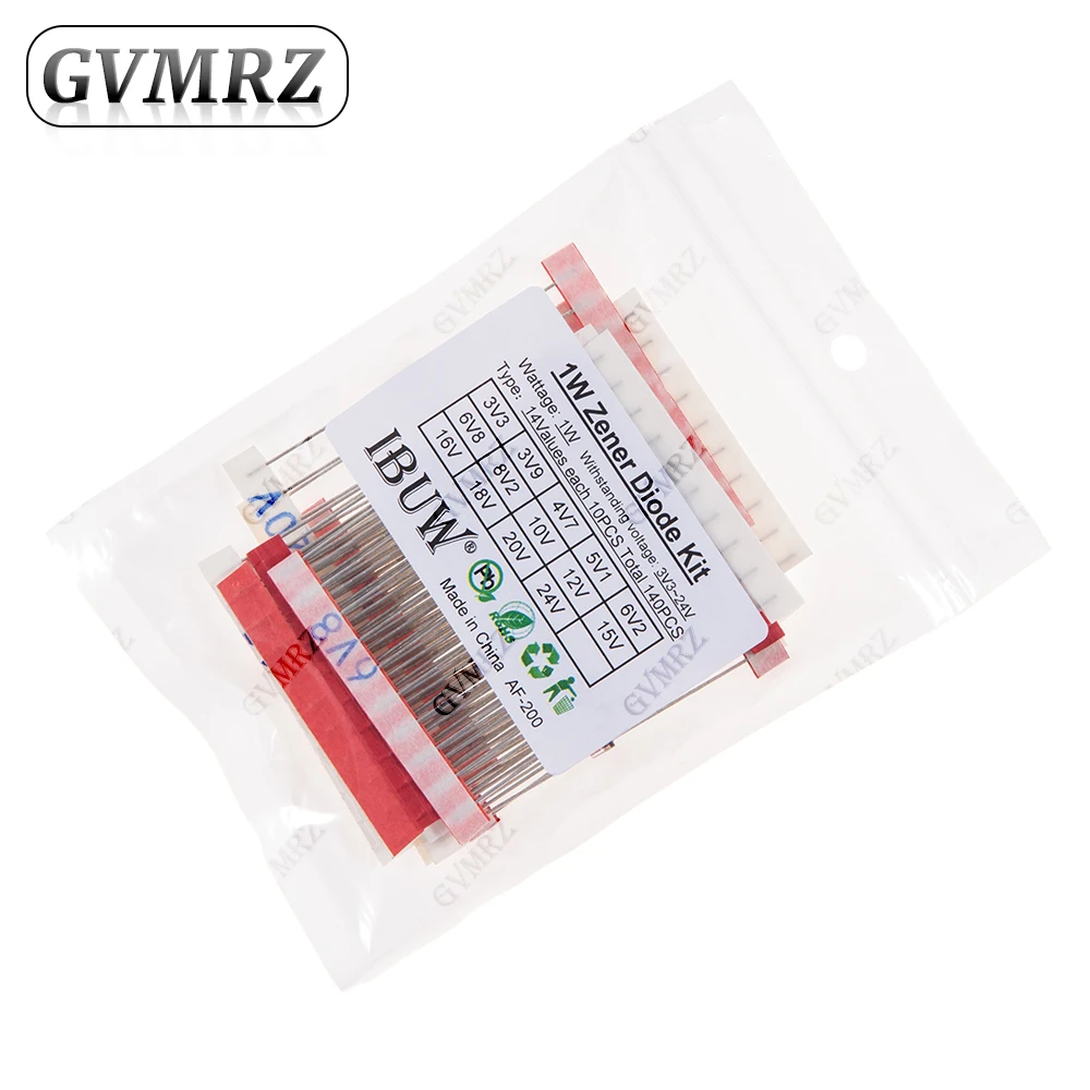 140pcs/Lot 1W Zener Diode Assorted Kit 3.3V-24V 14values*10pcs=140pcs Electronics Component Sample kit