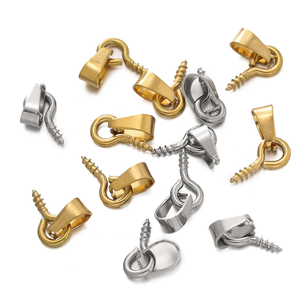 20Pcs Stainless Steel Screw Eye Pins Top Bail Drilled End Connectors for Dangle Pendant Beads DIY Jewelry Making Findings ﻿