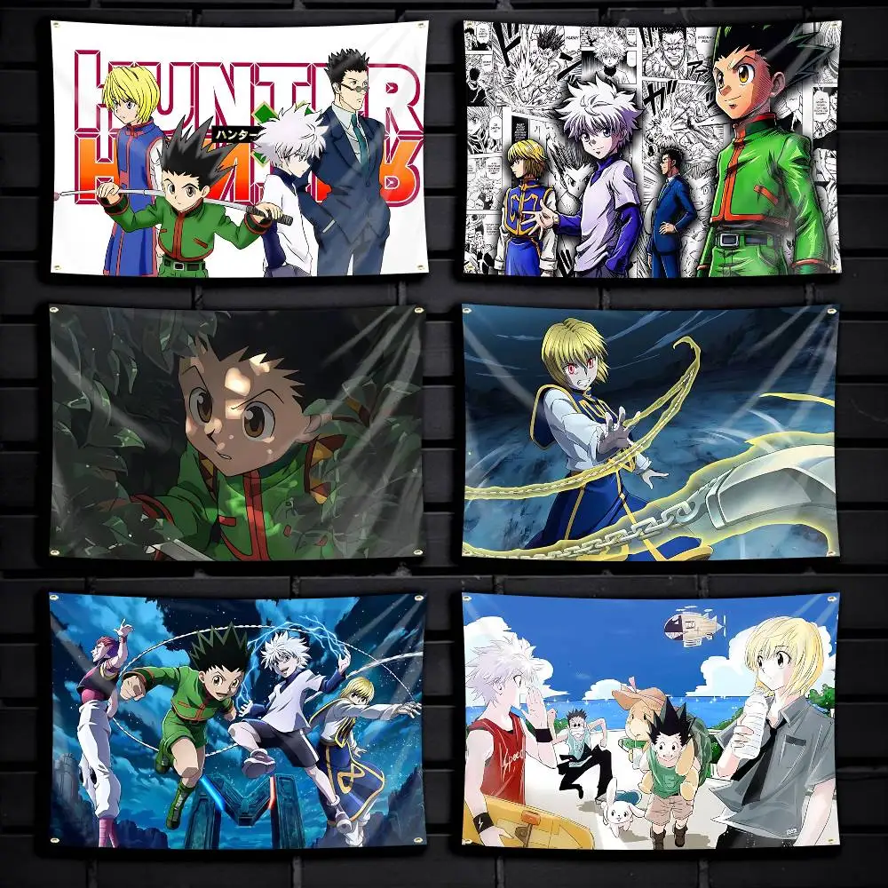 Hunter x Hunter Anime Gon Killua Flag Tapestry Banner for Bedroom Living Room Outdoor Camping Custom Supported
