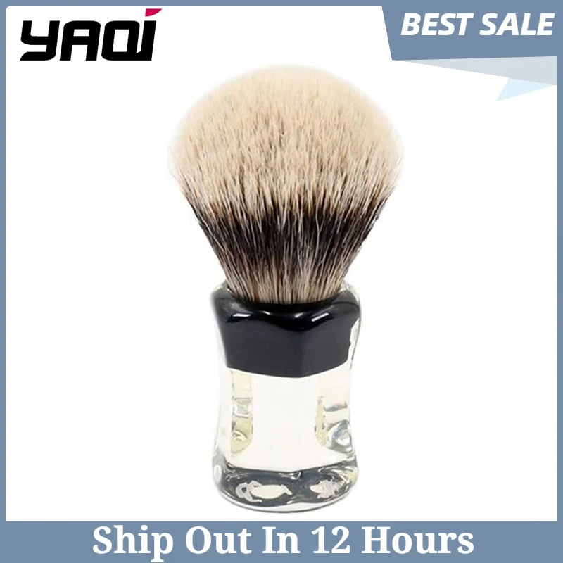 

Yaqi Retro 24 мм двухполосная щетка для бороды с прозрачной ручкой, мужская щетка для влажного бритья для чистки бороды, инструмент для бритья, новый