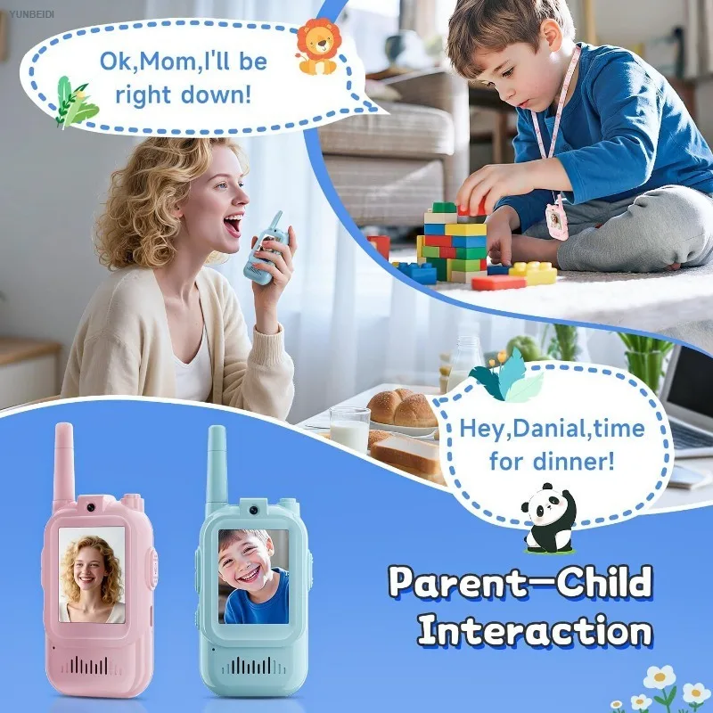 2PCS Kids Video Walkie Talkies USB Charging Indoor and Outdoor High Definition Intercom Children's Toys Birthday Gifts Ages 3-12
