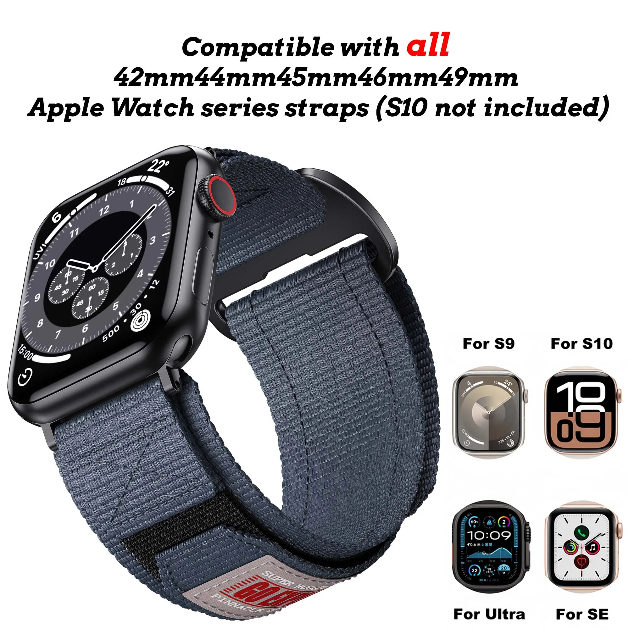 Apple Watch Band için Naylon Kayış Dişli Serisi 42/44/45/46/49mm Apple Watch 7/8/9/SE/10 Saat Kayışı Yedek Kayış İzle 10