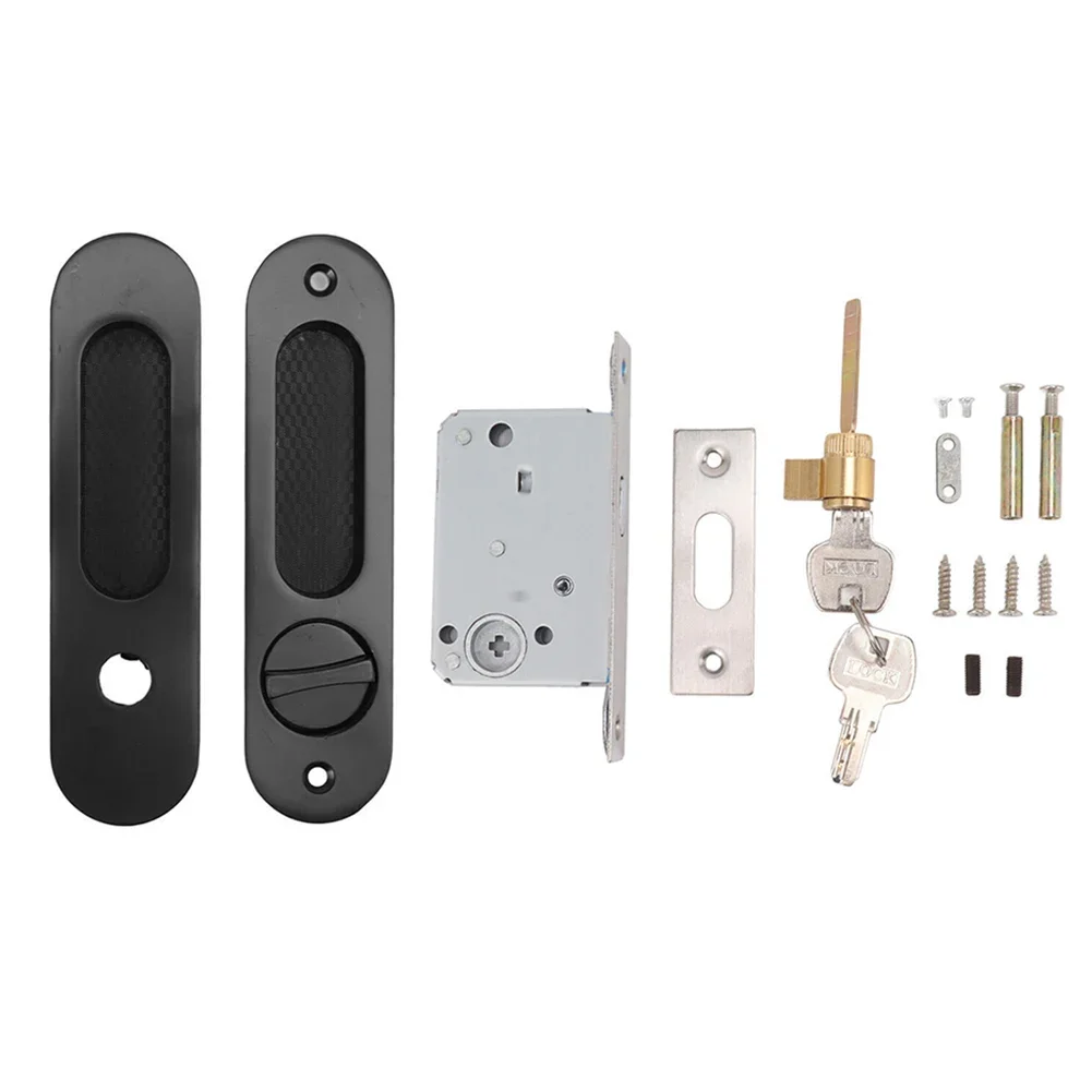 1pc Zinc Alloy Sliding Door Lock With Invisible Recessed Handle Home Improvement Door Hardware Accessories 15.8cmx4cm