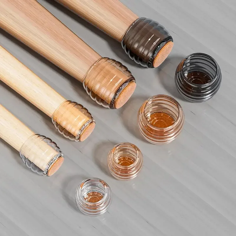 Silikon-Stuhlkissen, 4-teiliges Set, Geräuschreduzierung, transparente Tischmatte, rutschfeste Bodenschutzmatte für Sofas und Stühle.
