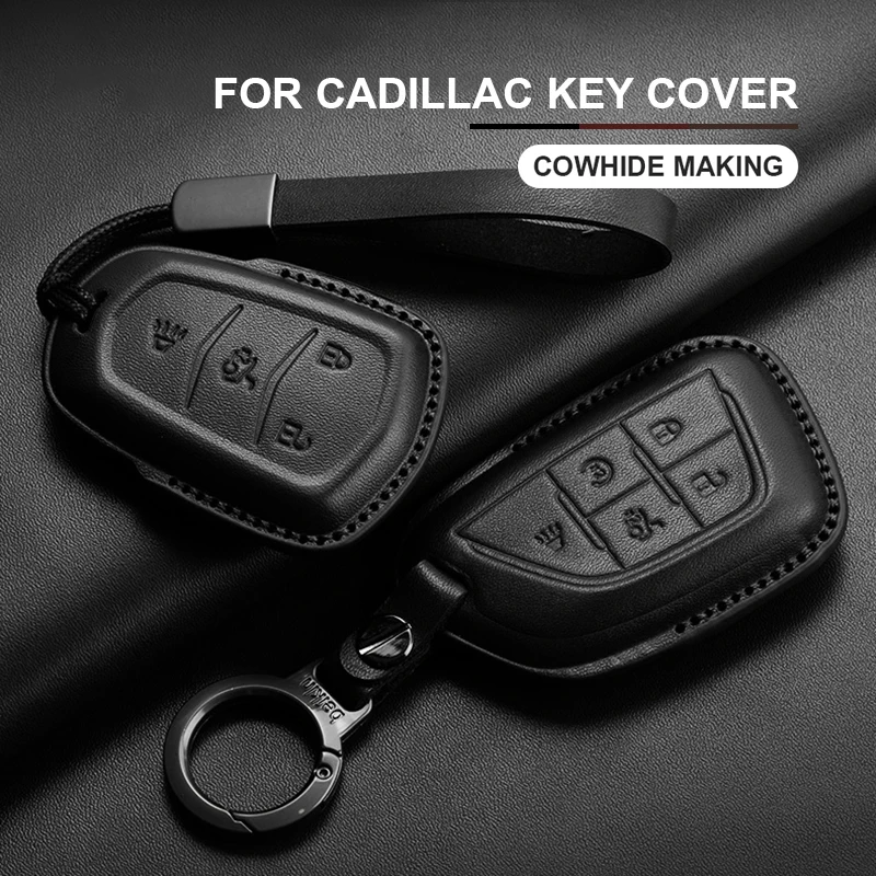 

Leather Car Remote Key Case Cover For Cadillac CT4 CT5 ATS CT6 CTS DTS XT5 XT6 Escalade ESV SRX STS XTS ELR Keychain Accessories