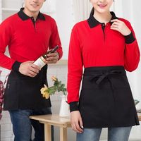 Kitchen Short Half Waist Double Vent Apron Women Waitress Antifouling Work Bar Pub Cafe Cooking Men Short Waist Aprons