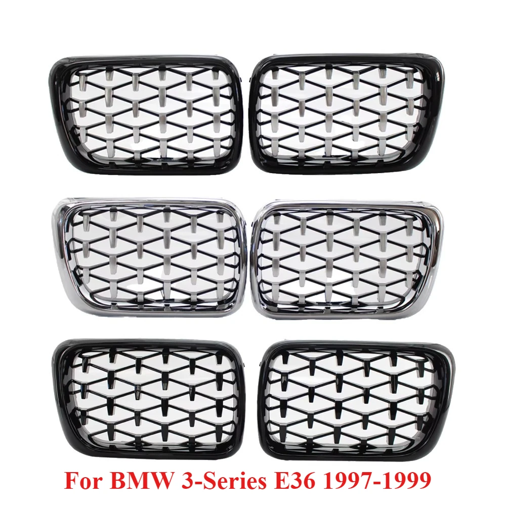 Image of Diamant-Stil Nierengrill für BMW 3er E36 Facelift LCI 1997 1998 1999 M Performance Ersatz Doppel-Einlinien-Grill