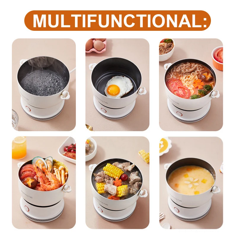 1.2L Foldable Electric Cooking Pot Split Type Pot Multifunctional Portable Cooker for Dormitory Travel Cooking Noodle Fry Stew