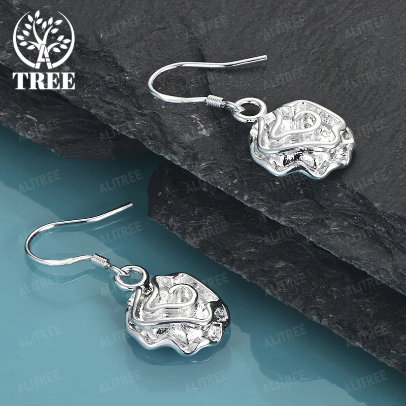 

Flower Pendant Earrings 925 Sterling Silver Drop Earrings For Women Wedding Banquet Party Grace Pretty Jewelry Gift Accessories