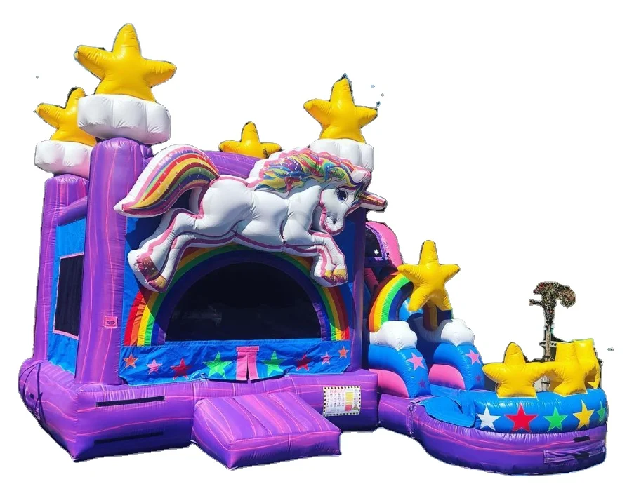 Commercial Inflatable unicorn Bounce House 5 IN1 slide combo jumping castle Inflatable Bouncer Combo  For Party Business