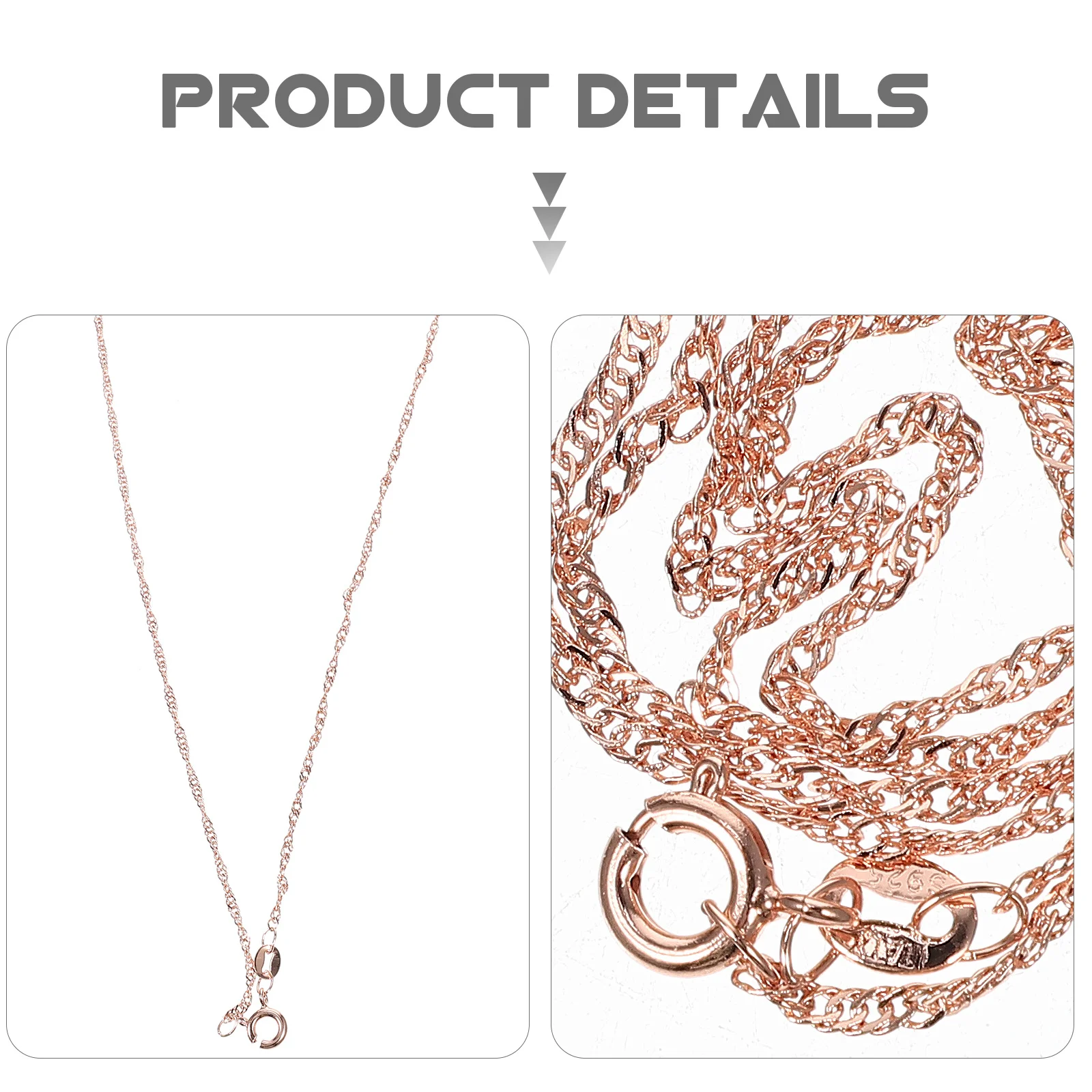 

3 Pcs Rose Gold Water Wave Necklace Pendant Jewellery Chain Supplies Jewelry Women Necklaces for Copper Chains