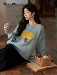 MISHOW Preppy Style Sweater Women 2024 Autumn Winter Sweet Warm O-Neck Cartoon Long Sleeve Knitted Pullovers Tops MXD55Z1032