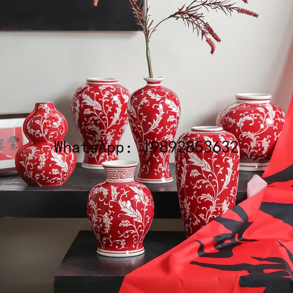 L14-Blue and White Porcelain Ceramic Vase Chinese Retro Decoration Porcelain Bottle Flower Vase Home Decoration Accessories