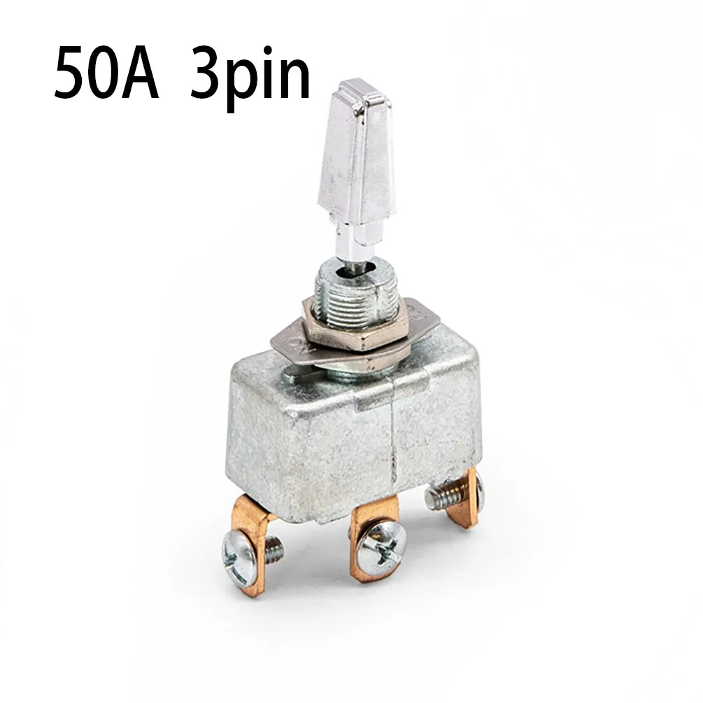 For Toggle Switch Rated 50A 3 Terminal On Off On Function Chrome Actuator for 12V 24V DC Electrical Installations