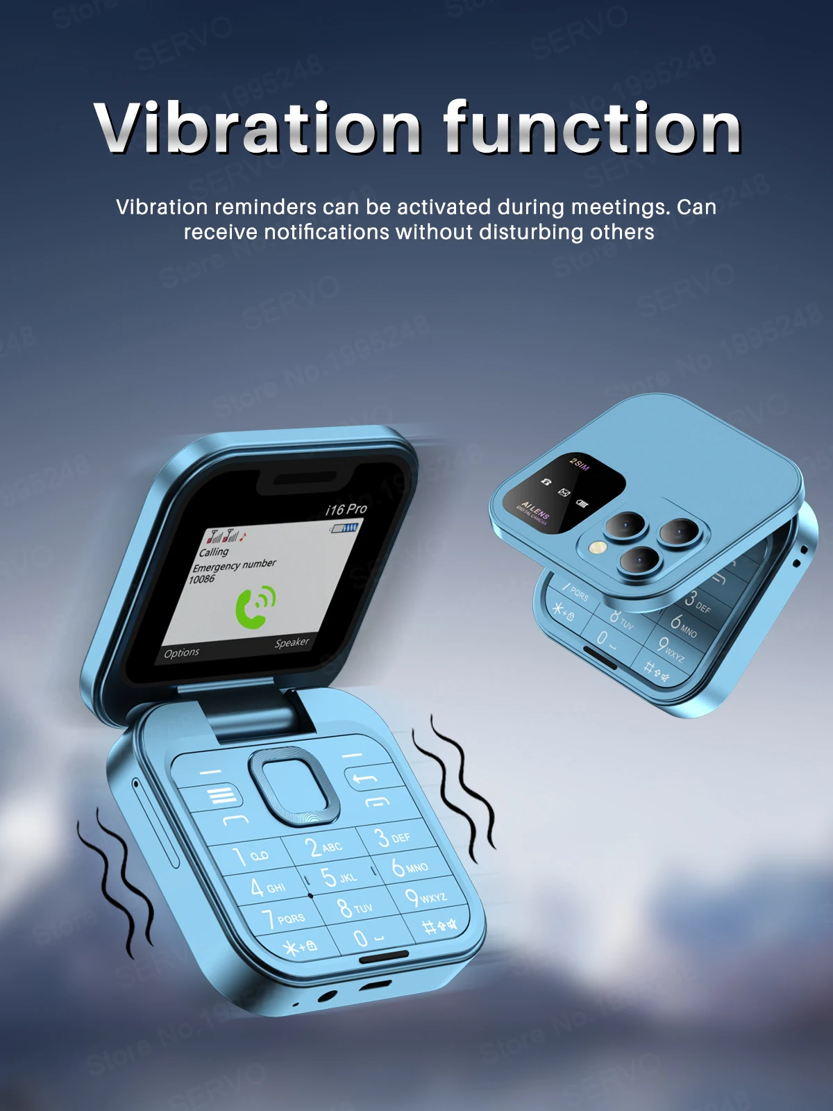 SERVO Original I16 Pro Foldable Mini Mobile Phone 2SIM Card Speed Dial Fold Telephone Magic Voice Blacklist Flip Cellphone TypeC