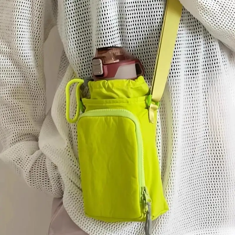 Lightweight Nylon Water Bottle Sling Bag With Adjustable Strap And Zipper