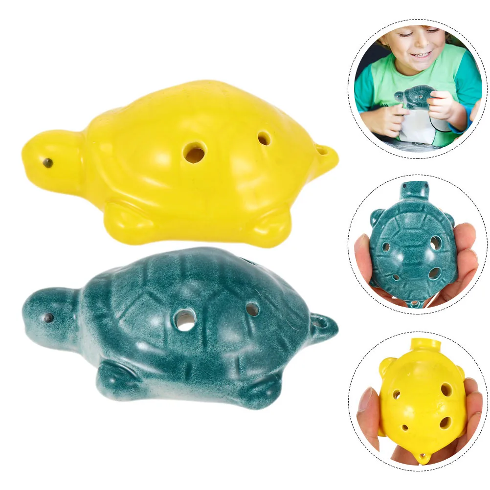

2Pcs Tortoise Shape Ceramic Ocarina 6 Hole Portable Instrument Beginners Practice Wind Instrument Children's Musical Gift