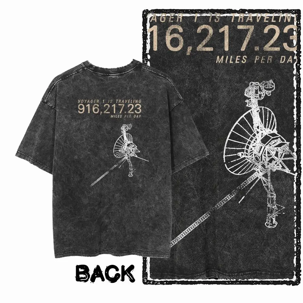 Camiseta estampada para hombre y mujer, ropa de calle 100 algodón con estampado espacial, camiseta Retro sin escabeche con cuello redondo para hombre y mujer