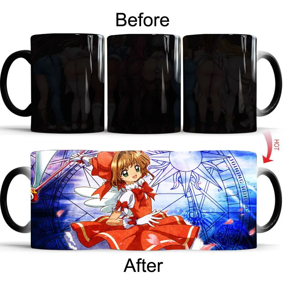Cardcaptor Sakura Color Changing Mug Anime Discoloration Cup Manga Ceramic Coffee Cups Heat Sensitive Milk Tea Mugs Drinkware