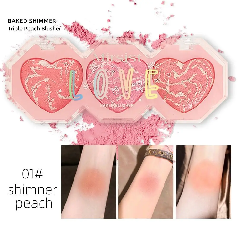 New 3 Colors Face Blusher Natural Long Lasting Blush Palette Multifunctional Waterproof Eye-shadow Women