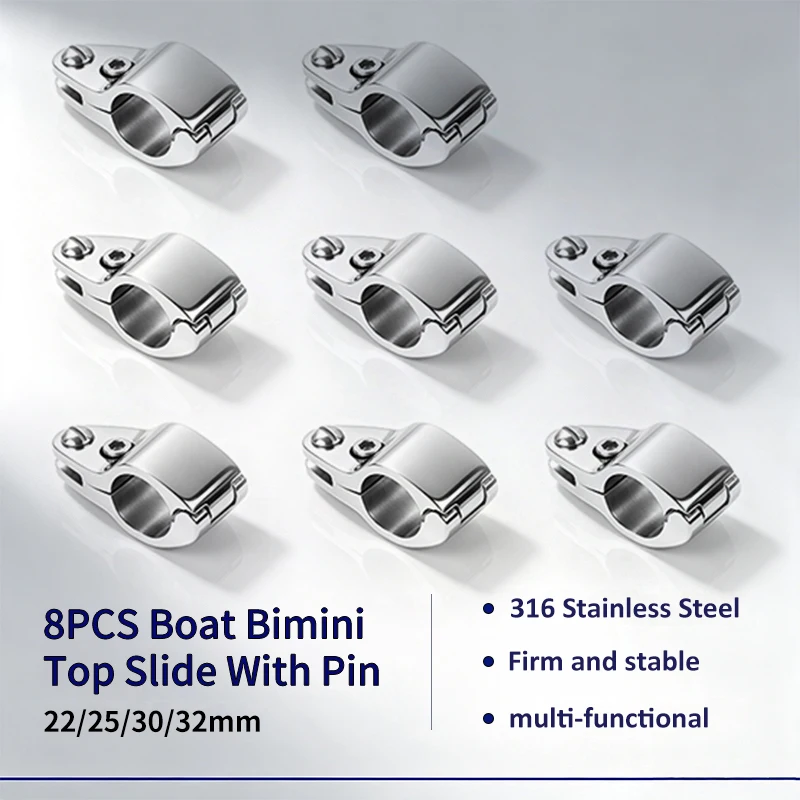 8Pcs 22/25/30/32mm 316 Stainless Steel Bimini Top Jaw Slide Fitting for Boat Marine Hardware Accessories