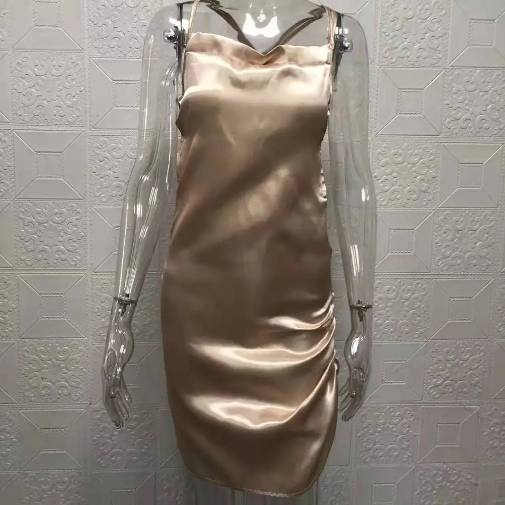 Mini vestido suspenso curto sem encosto, Vestido de noite plissado com renda, Vestido de festa, Aparência do clube, Roupas para ocasiões especiais