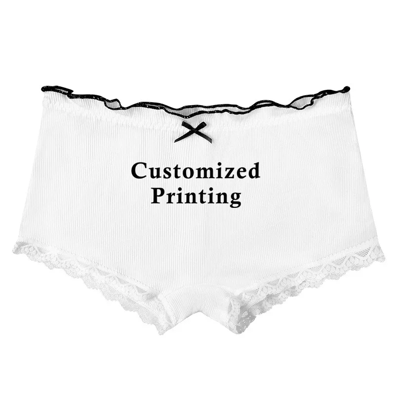 Customized Printing Your Custom Texts Lace Bow Underwear for Women Cute Ladies Shorts Girl\'s Comfortable Boyshorts Hot Panties