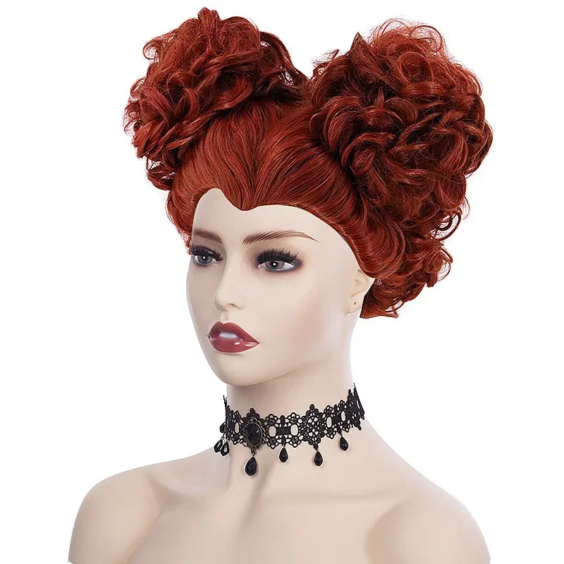 Hocus Pocus 2-Perruque de Cosplay en Forme de Corte، Cheveux Boucless Orange، Perruques de Carnaval d'Halloween