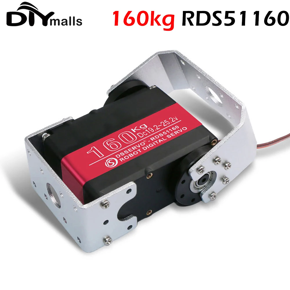 

HV Robot Servo 160Kg High Torque Servo RDS51160 Metal Gear Digital Servo Double-Shaft with U Mounting Bracket