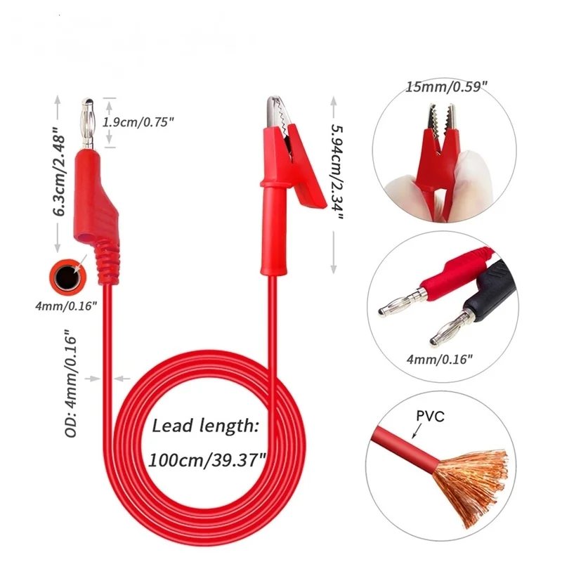 1 Pc Test Lead Kit 4Mm Banana Plug To Test Hook Cable Replaceable Multimeter Probe Test Wire Probe Alligator Clip