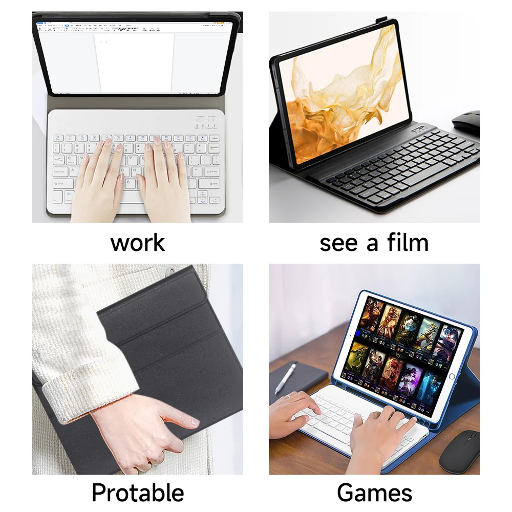 Spanish Portuguese Magic Keyboard and Tablet Cover for Samsung Galaxy Tab S6 Lite 10.4 A8 10.5 for Samsung Tab Case S8 S7 funda